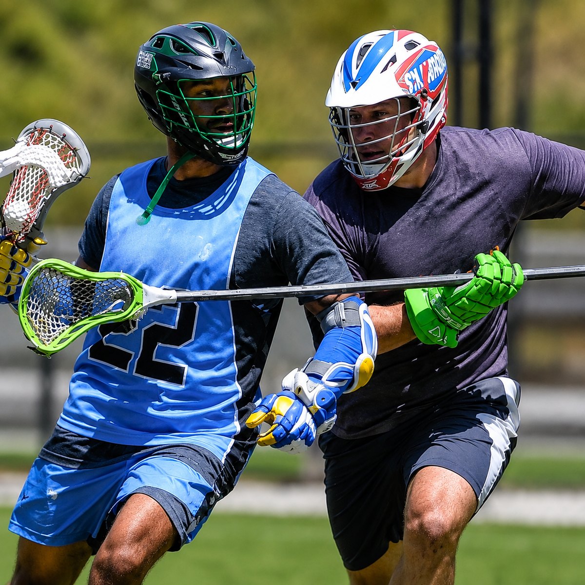 Forge Lacrosse Performance athlete in white helmet featured prominently